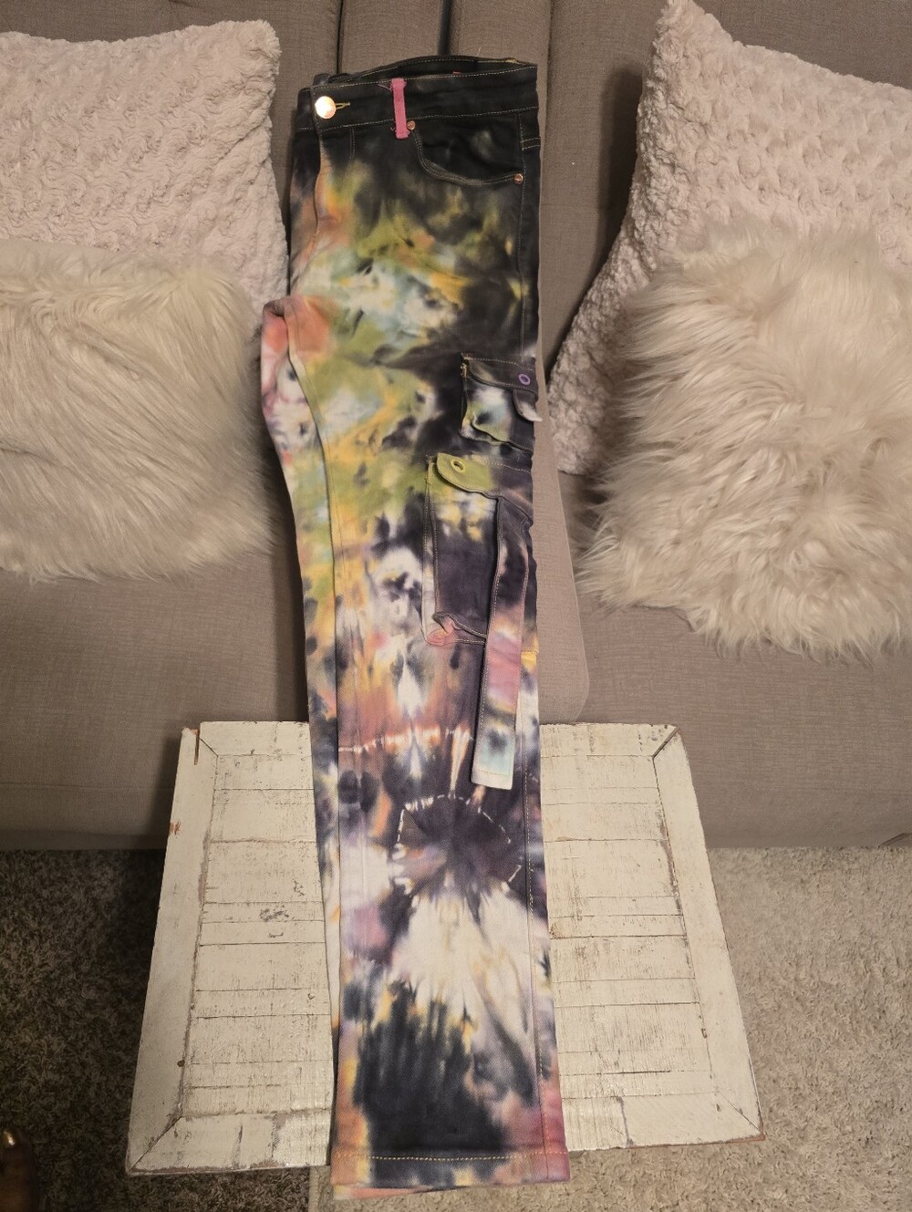Mens Pheelings Tie-Dye Cargo Pants — Multicolor